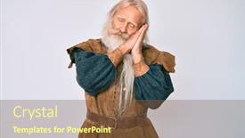  Presentation with long hair man - Presentation theme consisting of old-senior-man-with-grey background and a tawny brown colored foreground