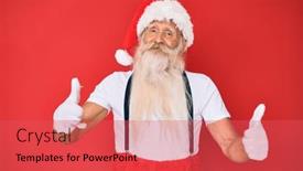  Presentation with long hair man - Colorful slide set enhanced with old-senior-man-with-grey backdrop and a red colored foreground