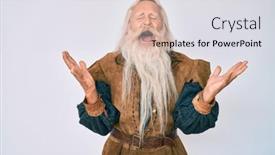  Presentation with long hair man - Theme consisting of old-senior-man-with-grey background and a light gray colored foreground