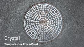  Presentation with sewer - PPT theme with old-sewer-manhole-coversurrounded background and a gray colored foreground