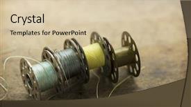  Presentation with sewing machine - Presentation theme with old sewing machine bobbins background and a lemonade colored foreground