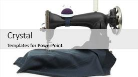  Presentation with sewing machine safety - Presentation consisting of old sewing machine with fabric background and a  colored foreground