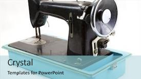  Presentation with sewing machine - Slide deck enhanced with old sewing machine background and a light blue colored foreground
