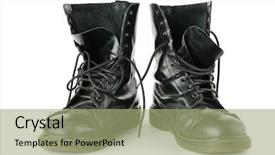  Presentation with leather - Slides having old shabby leather boots isolated background and a mint green colored foreground