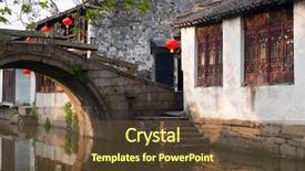  Presentation with old china - Presentation with old shanghai - famous water village zhouzhuang background and a tawny brown colored foreground