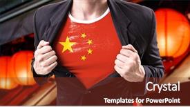  Presentation with china in red on political - Cool new presentation design with old shanghai night - businessman stretching suit with chinese backdrop and a tawny brown colored foreground