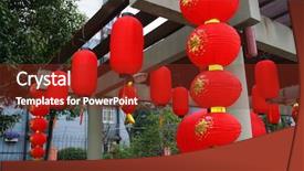  Presentation with lanterns - Colorful PPT layouts enhanced with old shanghai night - spring festival lanterns backdrop and a tawny brown colored foreground