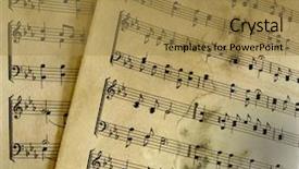  Presentation with old music sheet - Audience pleasing PPT theme consisting of old sheet music backdrop and a gold colored foreground