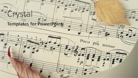  Presentation with colorful - Amazing PPT layouts having old-sheet-of-musical-symbols backdrop and a soft green colored foreground