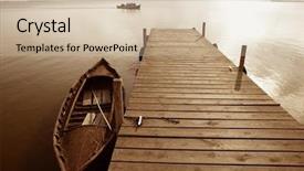  Presentation with wetlands - Colorful PPT theme enhanced with old ship - albufera lake wetlands pier backdrop and a soft green colored foreground