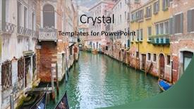  Presentation with old ship - Audience pleasing PPT theme consisting of old ship - canal in venice italy backdrop and a mint green colored foreground
