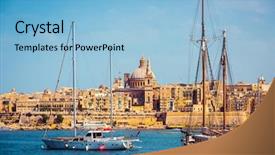  Presentation with old ship - Cool new PPT layouts with old ship - view of marsamxett harbour backdrop and a light blue colored foreground