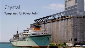  Presentation with old ship - Slide deck consisting of old-ship-and-grain-elevator background and a light blue colored foreground