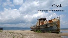  Presentation with old ship - Colorful PPT theme enhanced with old ship at the bank backdrop and a light blue colored foreground