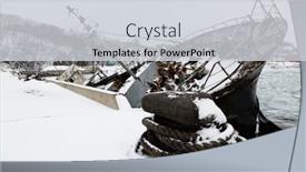  Presentation with environmental pollution - Amazing PPT layouts having old-ship-in-disrepair-sank backdrop and a light gray colored foreground