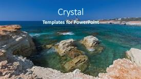  Presentation with old ship - PPT theme featuring old-ship-wreck-near-coast background and a ocean colored foreground