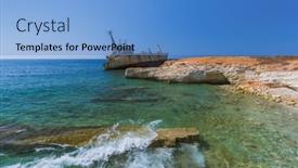  Presentation with old ship - Cool new slide set with old-ship-wreck-near-coast backdrop and a light blue colored foreground