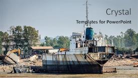  Presentation with old ship - PPT theme having old-ships-are-being-dismantled background and a light blue colored foreground