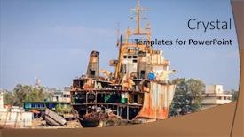 Presentation with old ship - PPT theme having old-ships-are-being-dismantled background and a light blue colored foreground