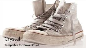  Presentation with sneakers - Cool new PPT layouts with old shoes - dirty sneakers isolated backdrop and a mint green colored foreground
