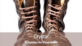  Presentation with combat boots - Presentation theme with old shoes - isolated used combat leather boots background and a violet colored foreground