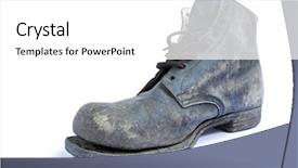 Presentation with 1940 - Slides with old shoes - vintage boot losing its sole background and a white colored foreground
