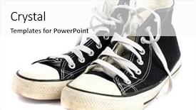  Presentation with sneakers - Audience pleasing presentation theme consisting of old shoes - vintage sneakers on white background backdrop and a white colored foreground