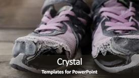  Presentation with shoes - Amazing presentation having old shoes with holes worn backdrop and a dark gray colored foreground