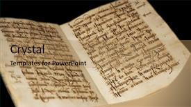  Presentation with manuscript - Colorful presentation theme enhanced with old slavic manuscript backdrop and a coral colored foreground