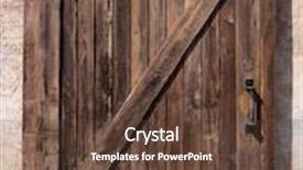  Presentation with rustic - Amazing PPT theme having old sliding wooden door rustic texture backdrop and a tawny brown colored foreground