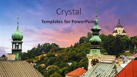  Presentation with mining - PPT theme consisting of old-slovakian-mining-town background and a teal colored foreground