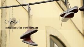  Presentation with sneakers - Audience pleasing PPT layouts consisting of old sneakers hanging backdrop and a lemonade colored foreground