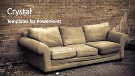 Presentation with broken wall - PPT layouts consisting of old sofa discarded background and a violet colored foreground
