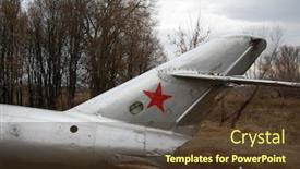  Presentation with soviet - Beautiful theme featuring old-soviet-abandoned-military-airplane backdrop and a tawny brown colored foreground