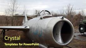  Presentation with soviet - Theme having old-soviet-abandoned-military-airplane background and a wine colored foreground