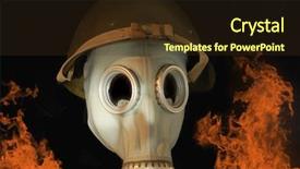  Presentation with soviet - PPT theme consisting of old soviet gas mask background and a tawny brown colored foreground