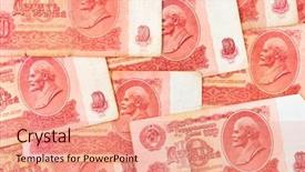  Presentation with soviet - Slides with old soviet russian currency - abstract background and a coral colored foreground