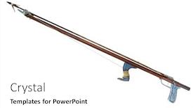  Presentation with old fashioned black and white - Colorful slide deck enhanced with old spear gun well isolated backdrop and a white colored foreground