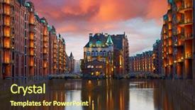  Presentation with hamburg - Audience pleasing presentation design consisting of old speicherstadt in hamburg illuminated backdrop and a tawny brown colored foreground