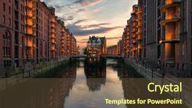  Presentation with hamburg - Amazing slide deck having old speicherstadt in hamburg illuminated backdrop and a tawny brown colored foreground