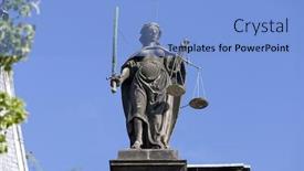  Presentation with lady justice - Slide deck having old statue of lady justice background and a light blue colored foreground