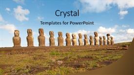  Presentation with old animal statue - PPT theme consisting of old statues at easter island background and a  colored foreground