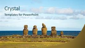  Presentation with easter - Slide deck with old statues at easter island background and a  colored foreground