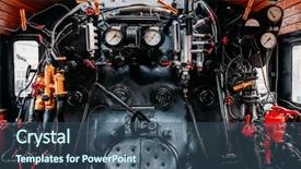  Presentation with nobody - Cool new presentation with old steam train driver cab backdrop and a ocean colored foreground