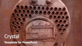  Presentation with furnace - PPT theme featuring old steel boiler furnace door background and a  colored foreground