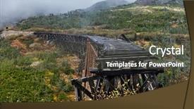  Presentation with steel bridge - Colorful PPT layouts enhanced with old steel bridge on white backdrop and a tawny brown colored foreground