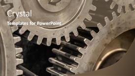  Presentation with gears - Presentation theme consisting of old-steel-large-gears-close background and a coral colored foreground