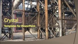  Presentation with steel mill - Beautiful PPT theme featuring old steel mill backdrop and a tawny brown colored foreground