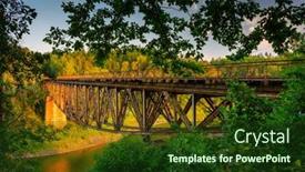  Presentation with steel bridge - Presentation consisting of old-steel-railway-bridge-over background and a tawny brown colored foreground