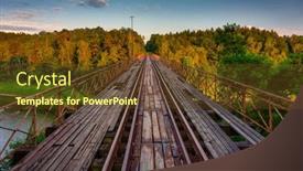  Presentation with steel bridge - PPT theme enhanced with old-steel-railway-bridge-over background and a tawny brown colored foreground
